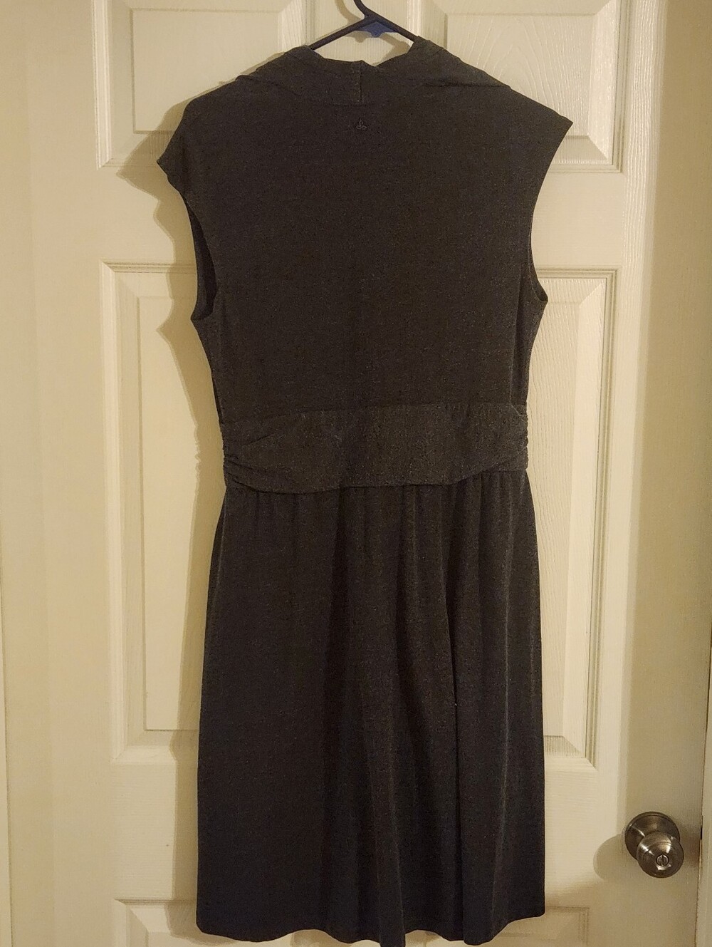 prAna Corissa Soft Shirred Waist Fit and Flare Charcoal Gray Dress - Picture 3 of 3